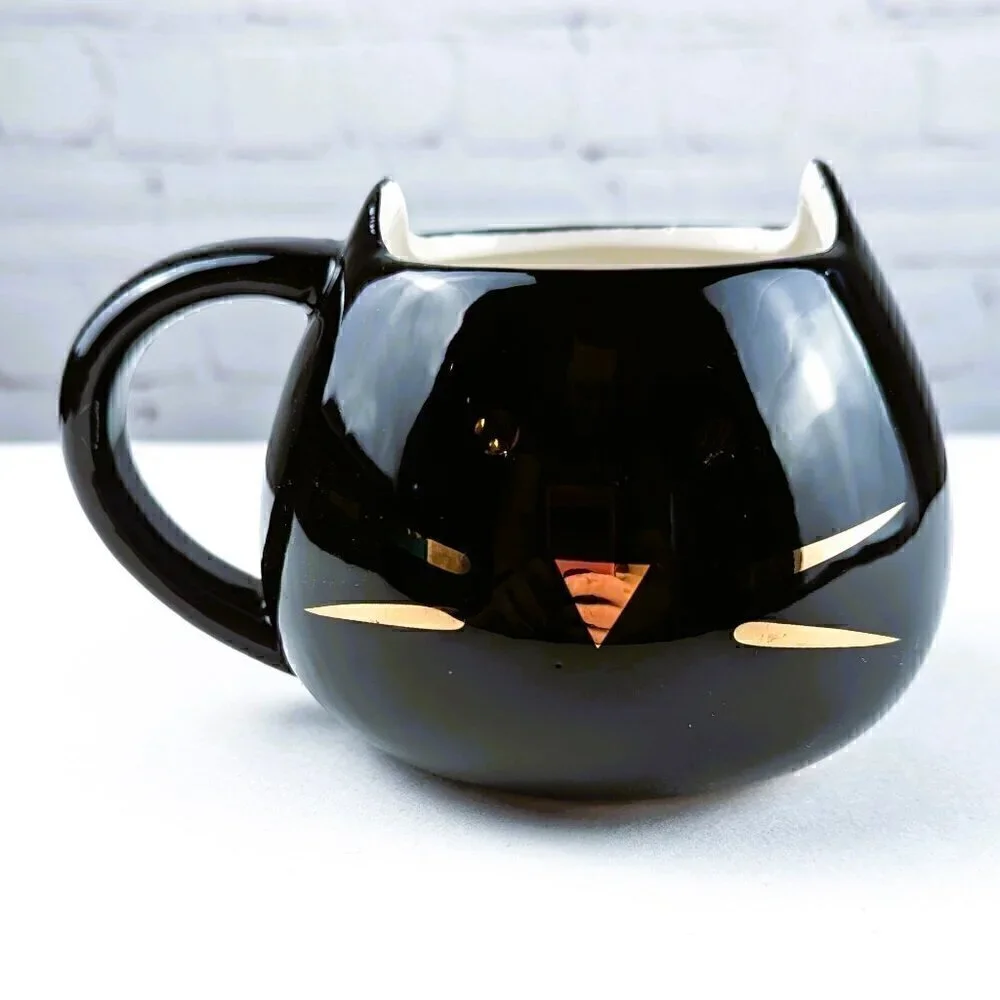Black Cat Mug w/ Rose Gold Features